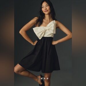 Hutch Black and Cream Strapless Bow Romper